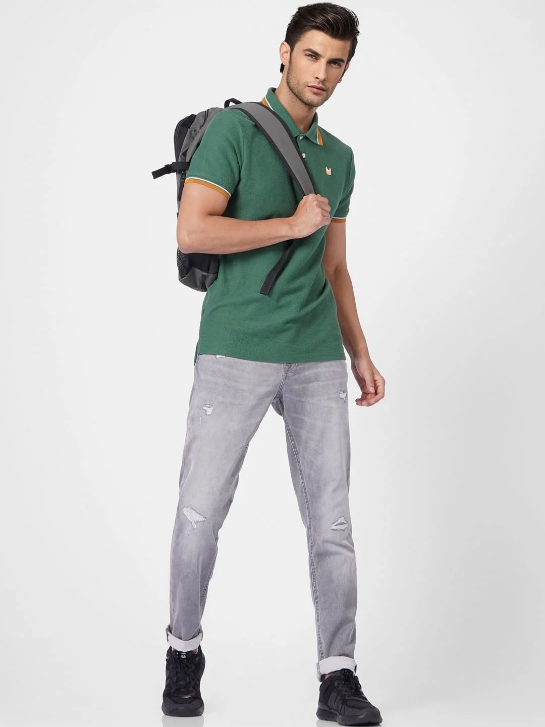 Grey Low Rise Tim Torn Anti Jeans