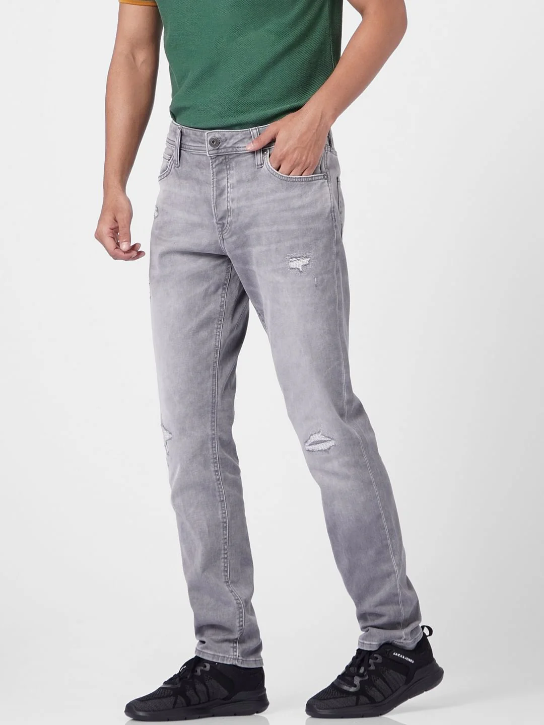 Grey Low Rise Tim Torn Anti Jeans - Image 3