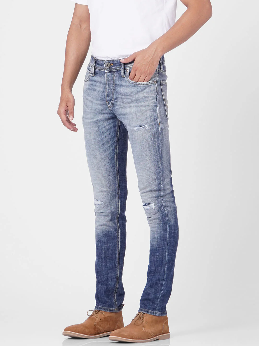 Blue Low Rise Glenn Slim Torn Jeans - Image 3