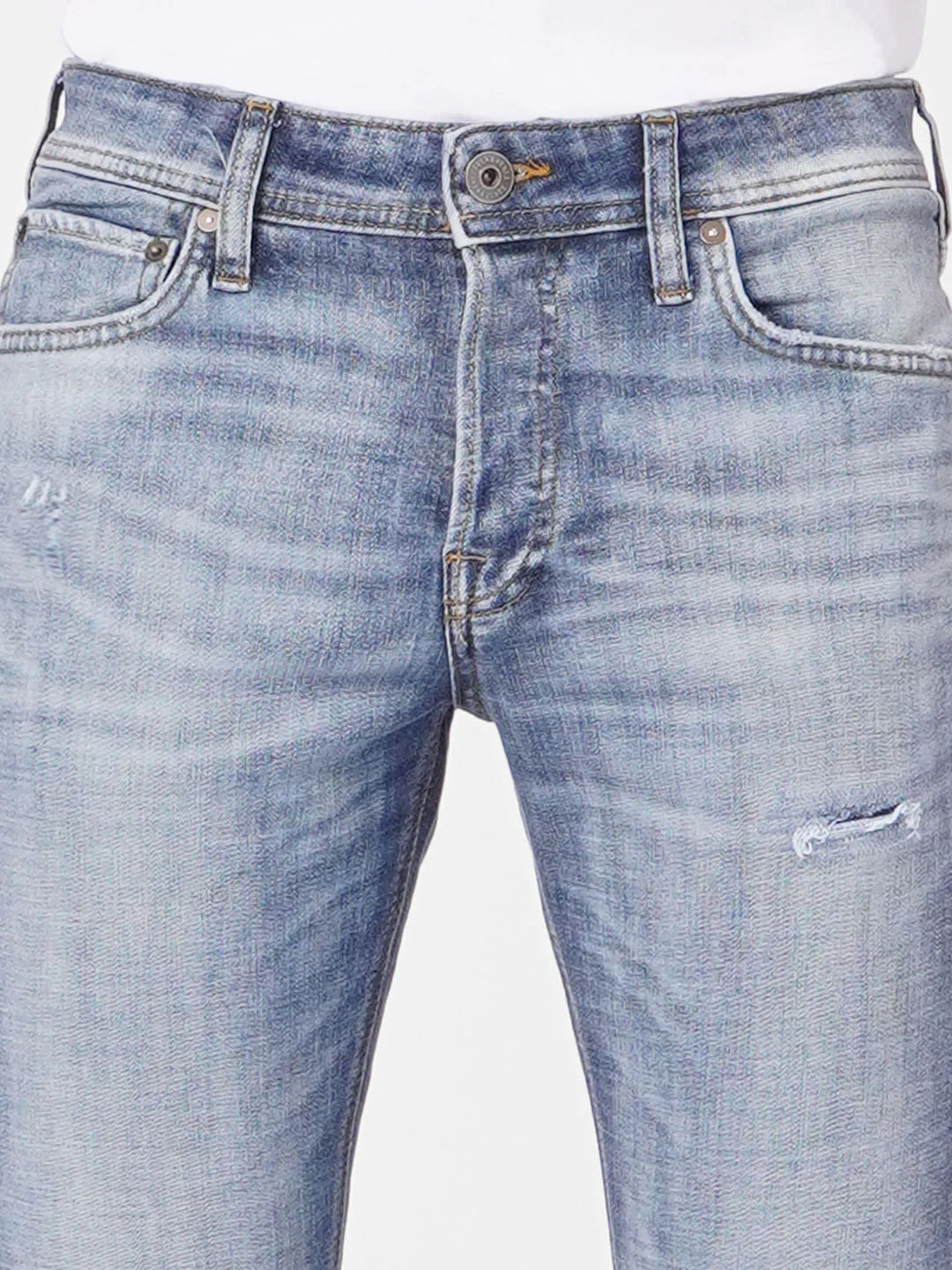Blue Low Rise Glenn Slim Torn Jeans - Image 5