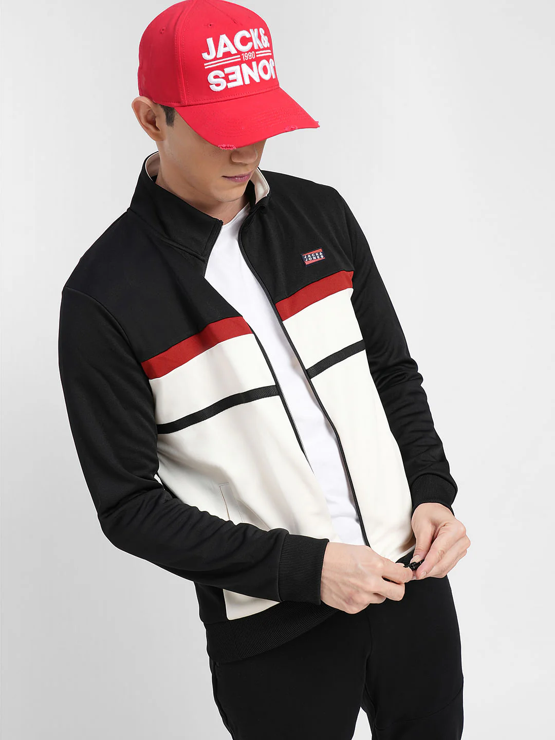 Black Colourblocked Track Jacket