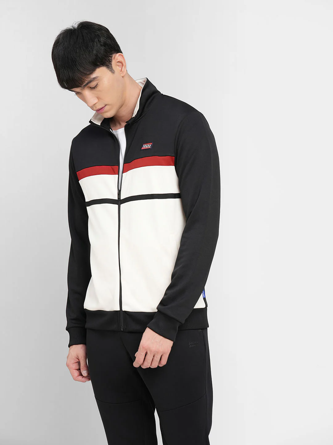 Black Colourblocked Track Jacket - Image 2