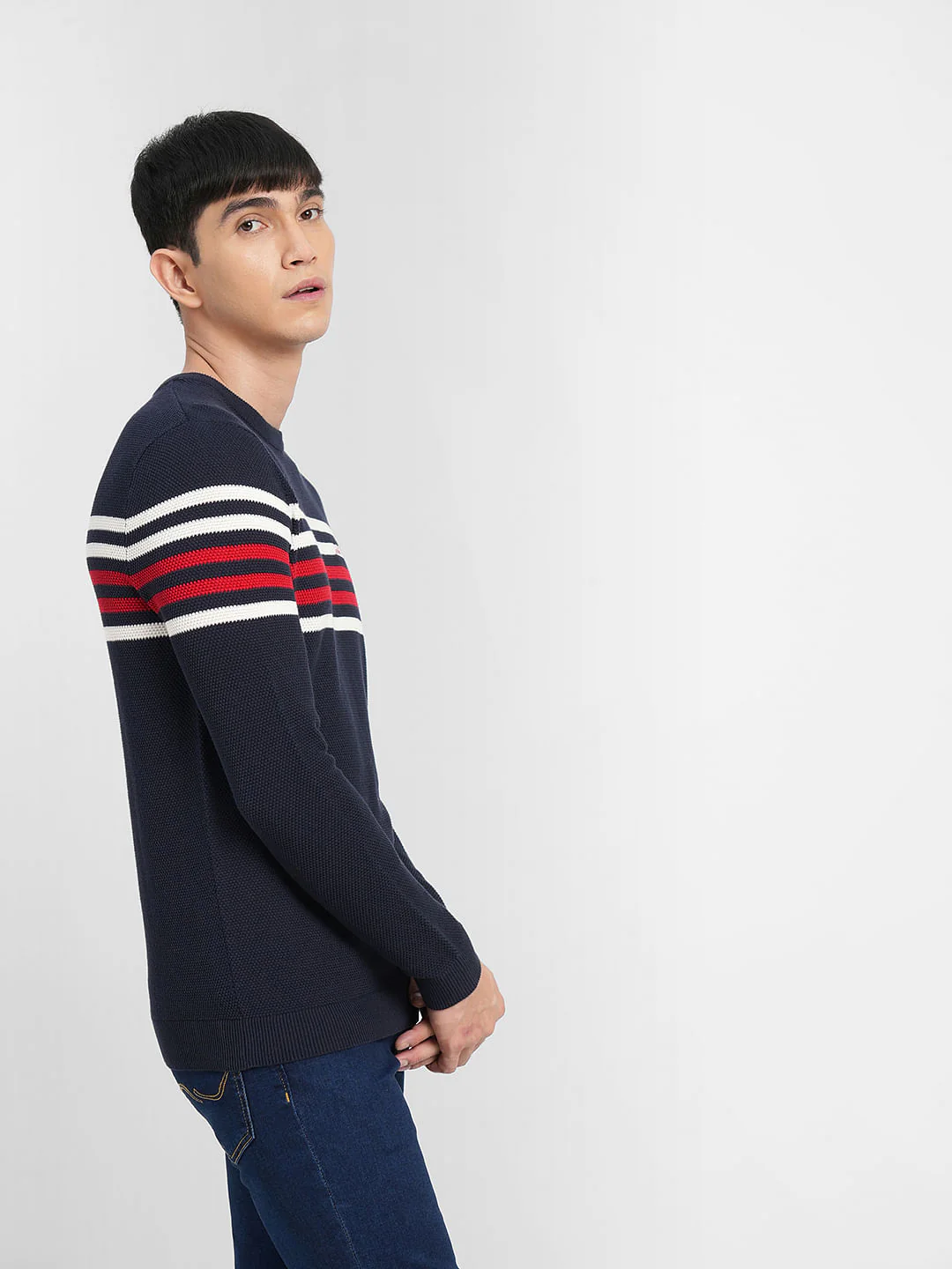 Navy Blue Printed Pullover - Image 3