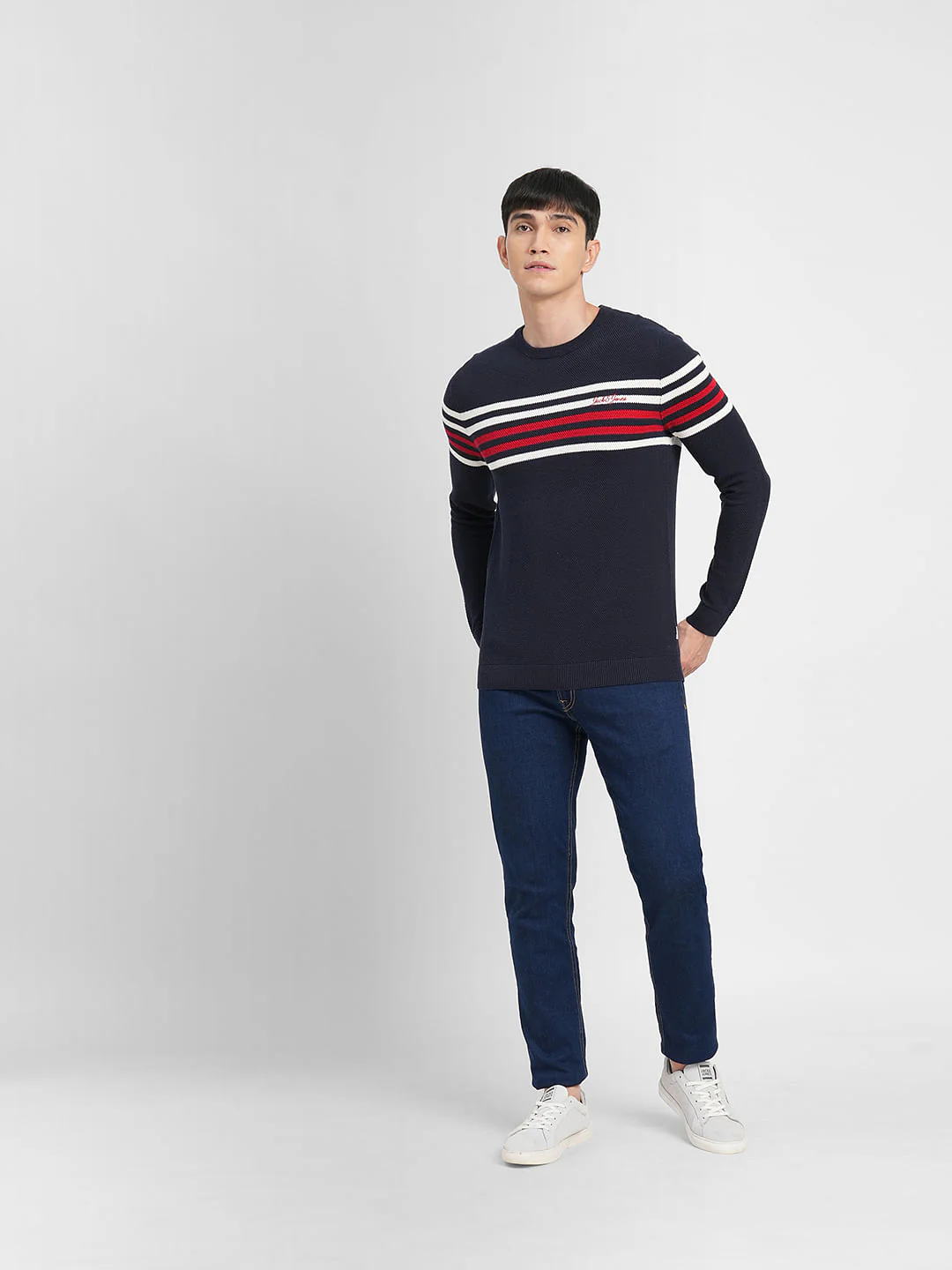 Navy Blue Printed Pullover - Image 6