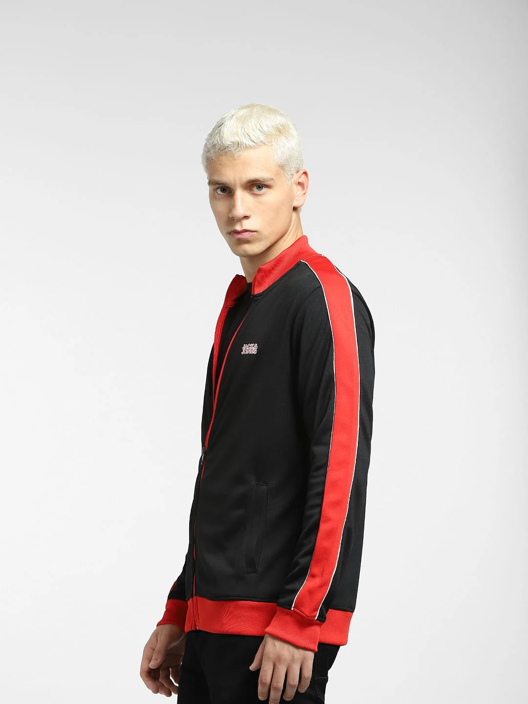 Black Contrast Tipping Track Jacket - Image 3