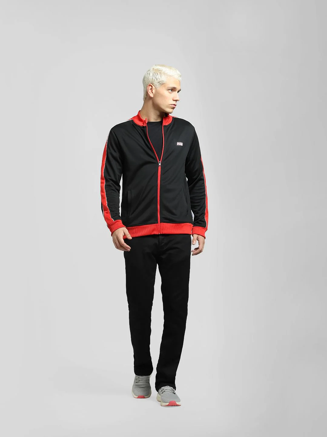 Black Contrast Tipping Track Jacket - Image 6