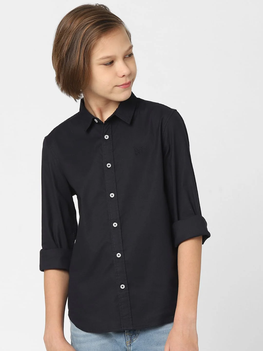 Boys Navy Blue Full Sleeves Shirt - Image 2
