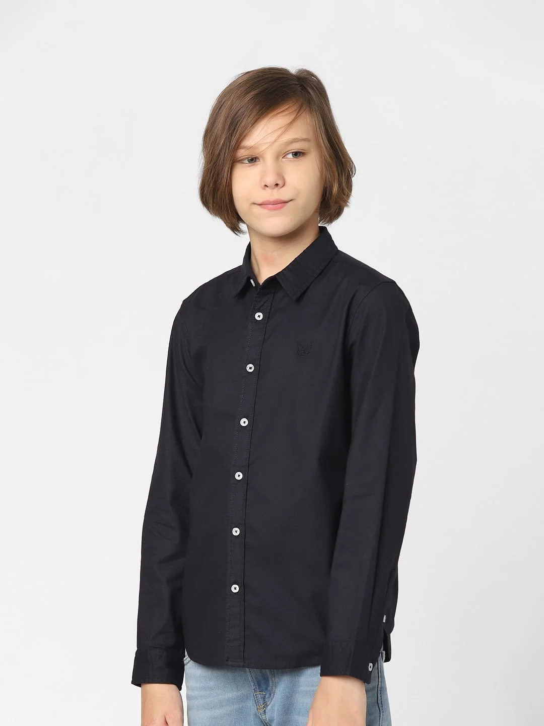 Boys Navy Blue Full Sleeves Shirt - Image 3