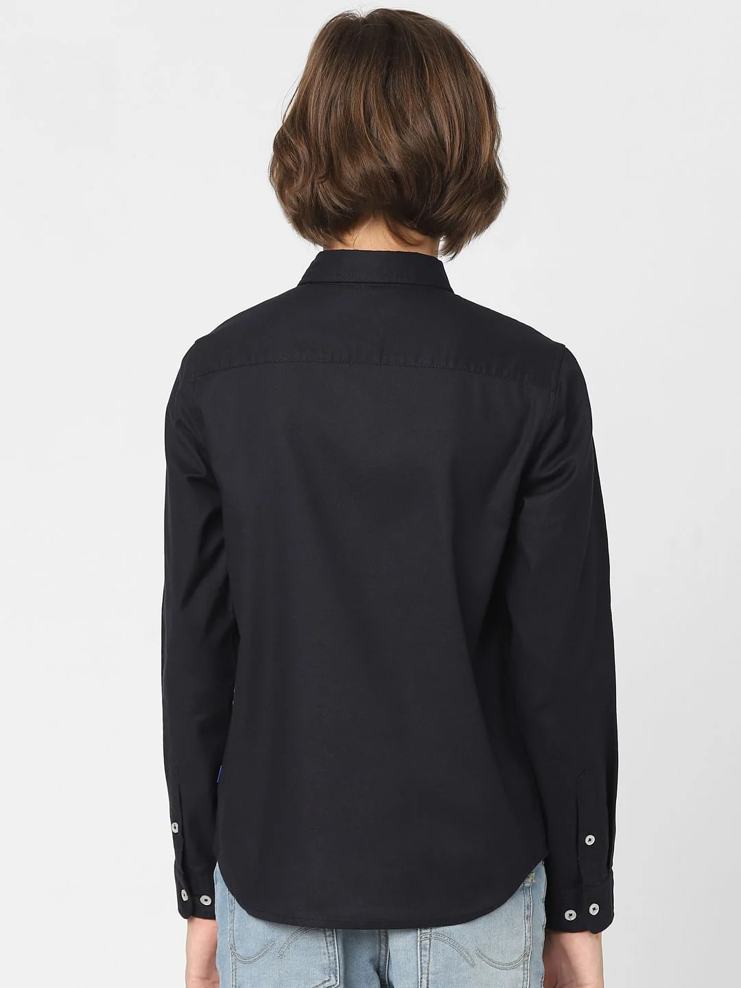 Boys Navy Blue Full Sleeves Shirt - Image 4
