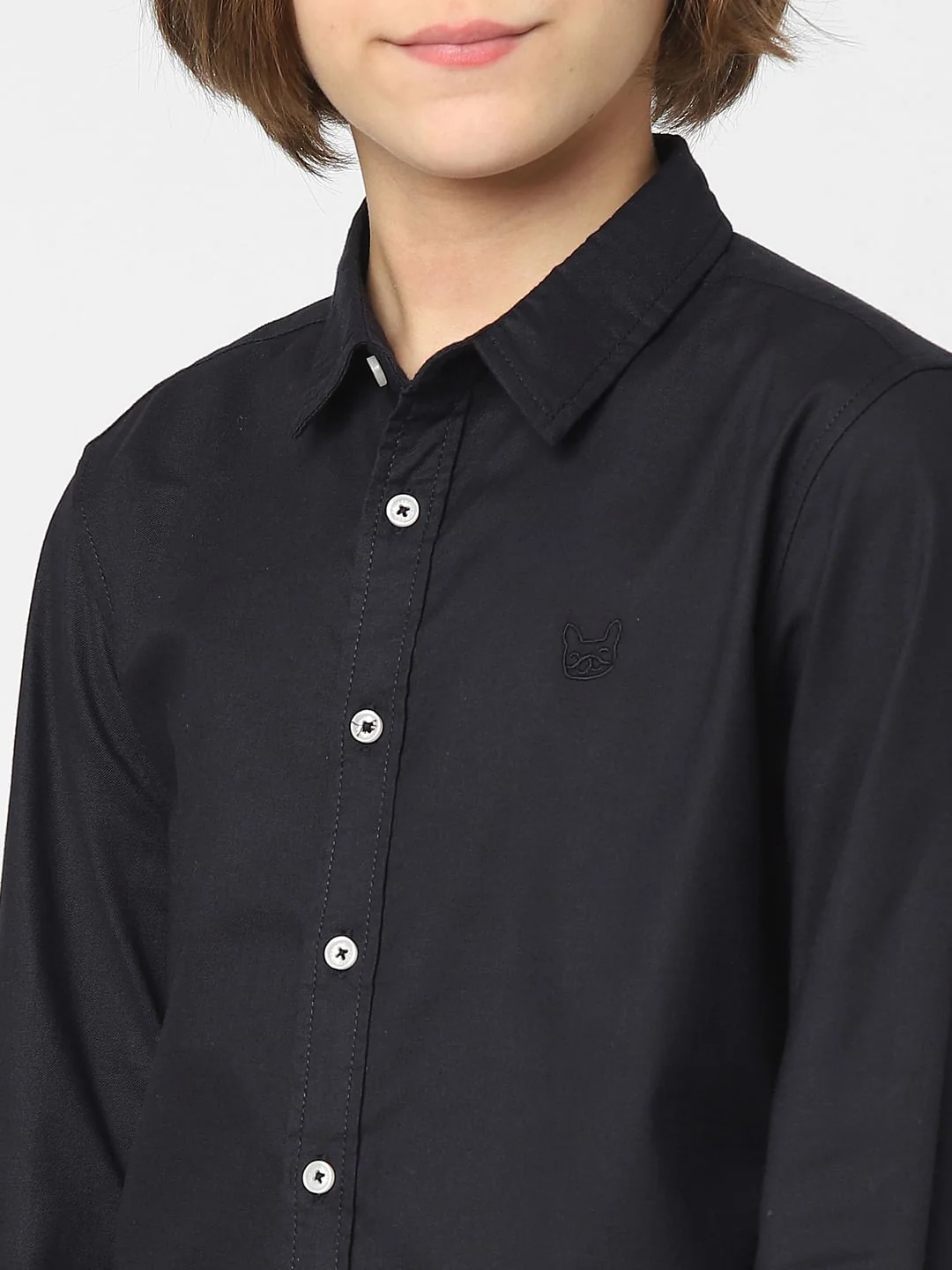 Boys Navy Blue Full Sleeves Shirt - Image 5