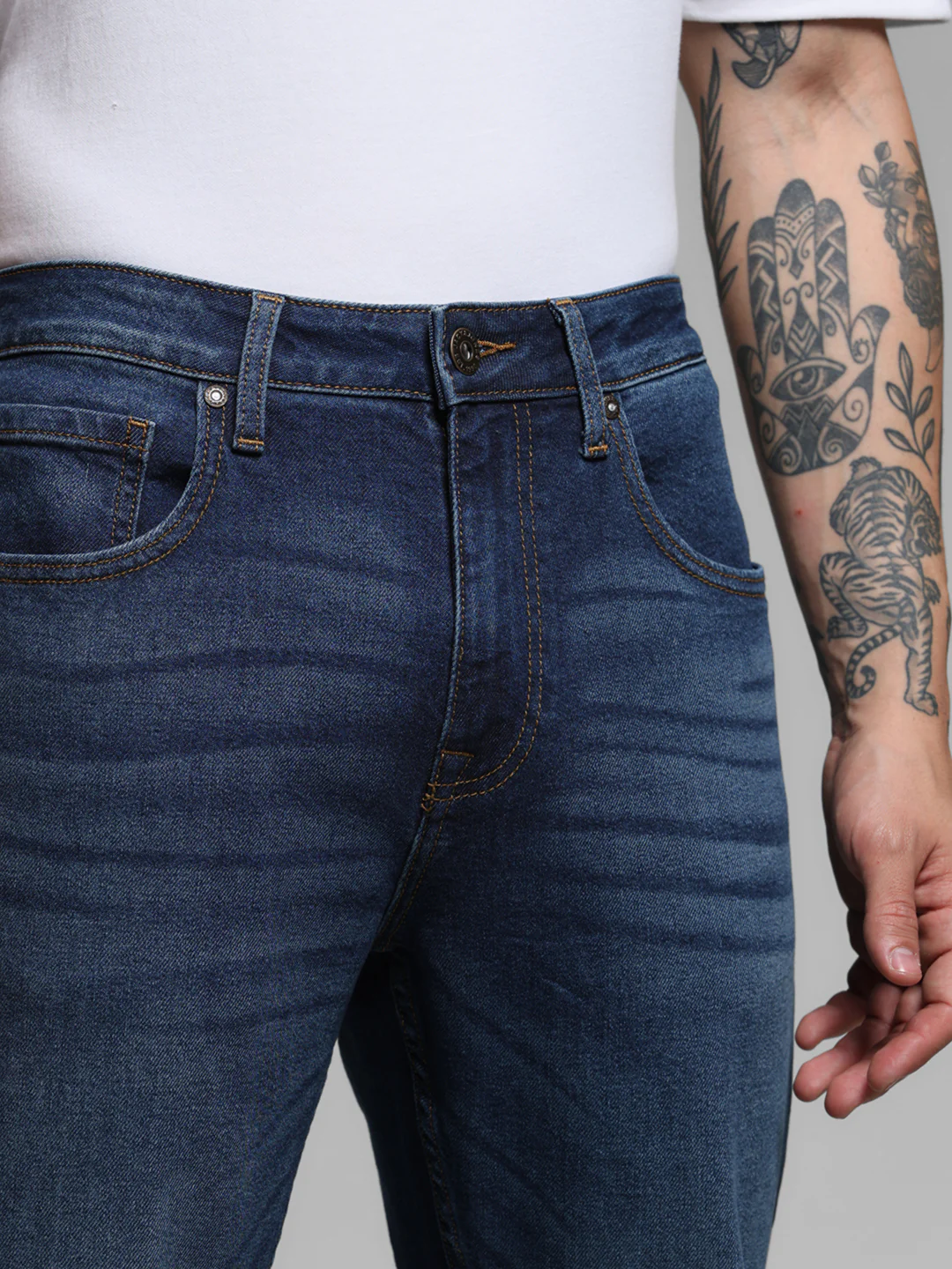 Dark Blue High Rise Bootcut Jeans - Image 4