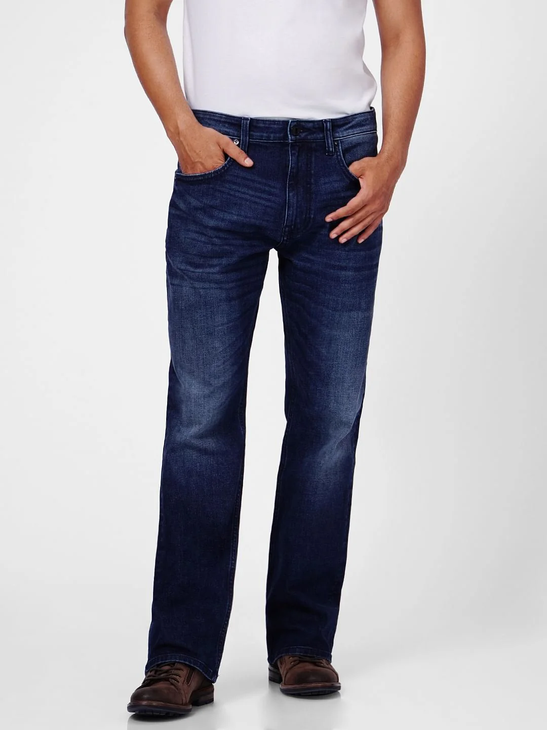 Dark Blue High Rise Bootcut Jeans - Image 2