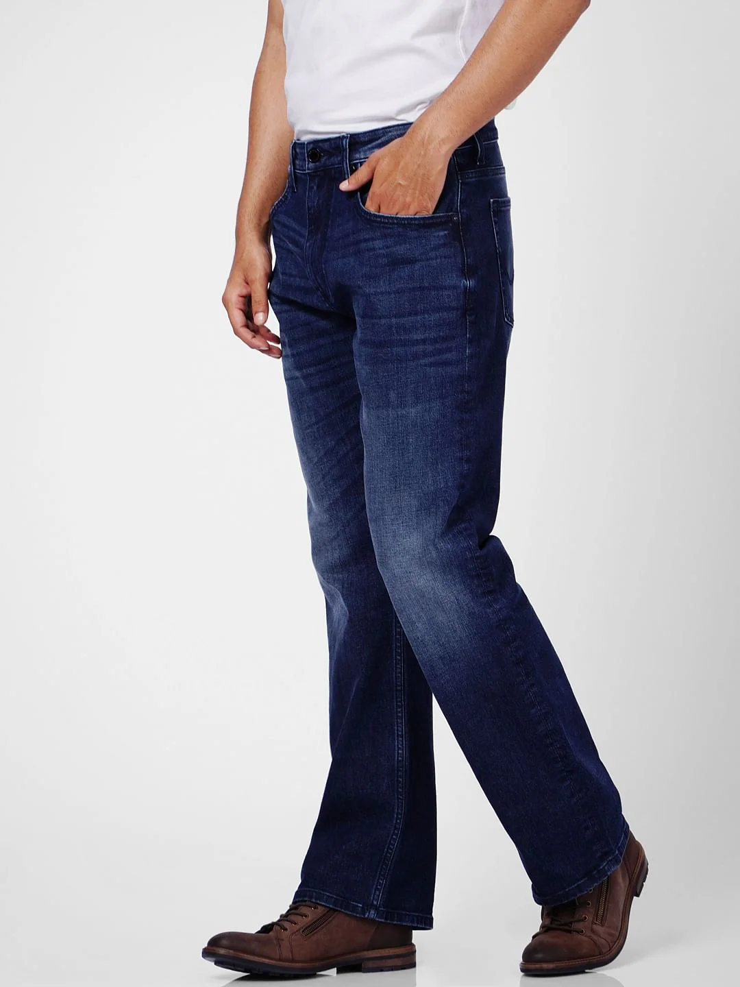 Dark Blue High Rise Bootcut Jeans - Image 3