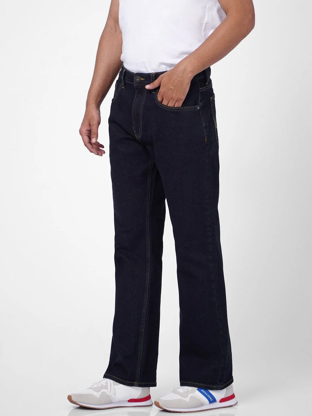 Dark Blue High Rise Bootcut Jeans - Image 3