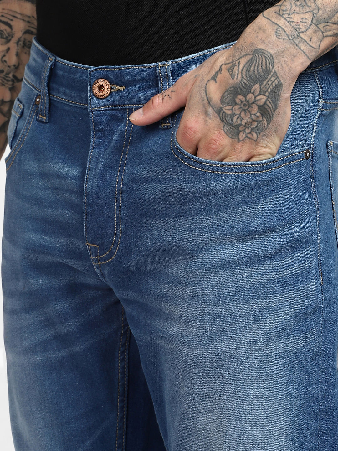 Blue Low Rise Washed Ben Skinny Jeans - Image 5