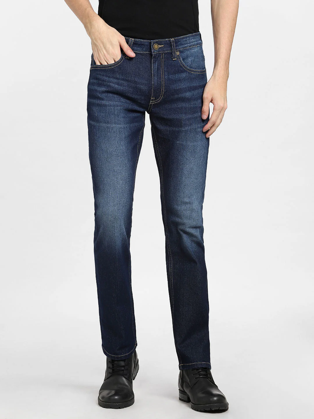 Dark Blue Mid Rise Clark Regular Jeans - Image 2