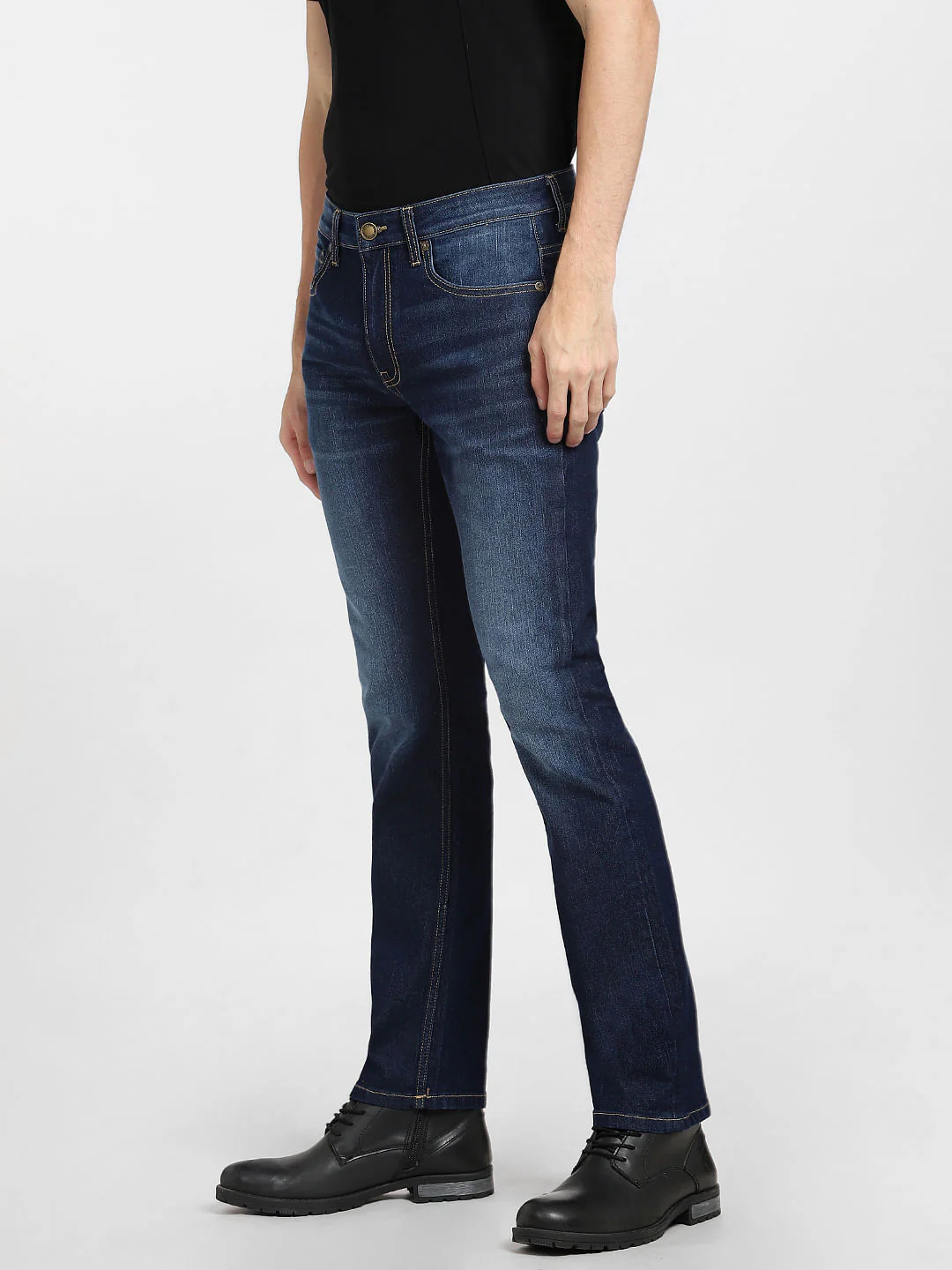 Dark Blue Mid Rise Clark Regular Jeans - Image 3