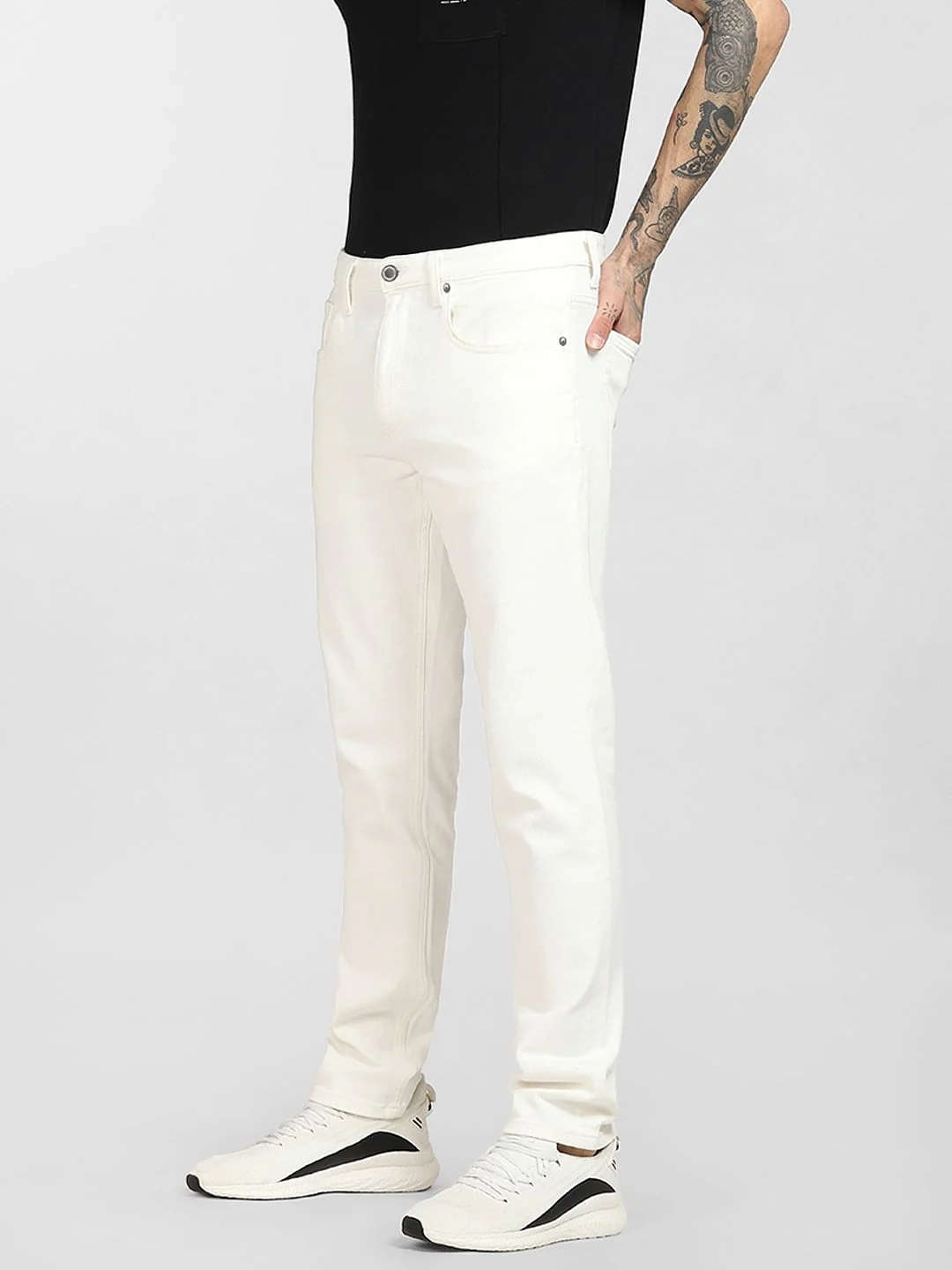 White Low Rise Glenn Slim Jeans - Image 3