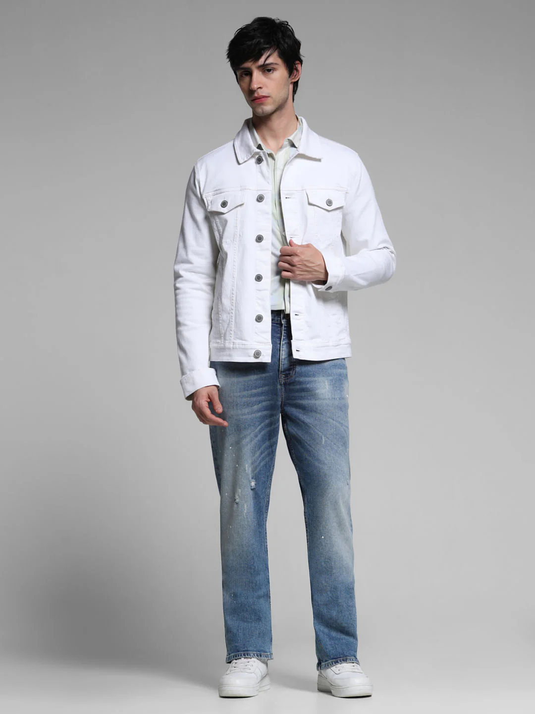 White Cotton Denim Jacket - Image 6
