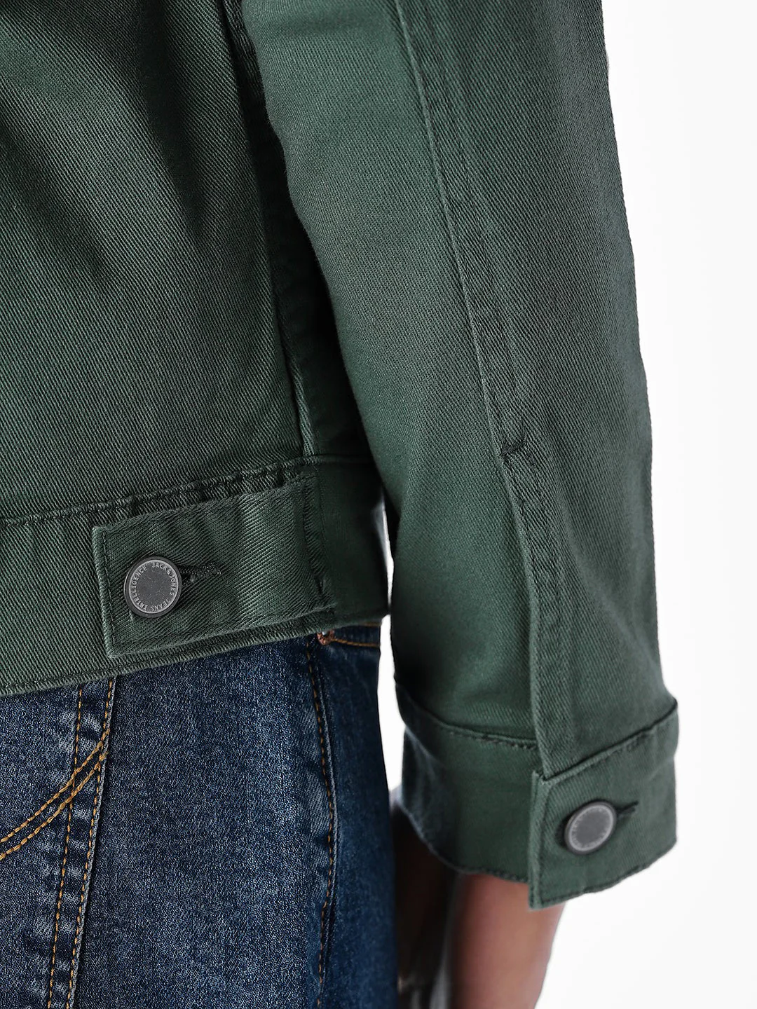 Dark Green Regular Fit Denim Jacket - Image 6