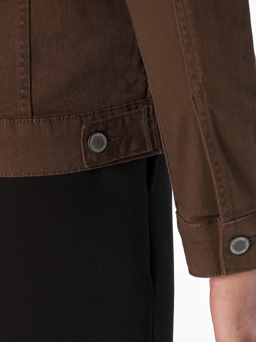 Dark Brown Regular Fit Denim Jacket - Image 6