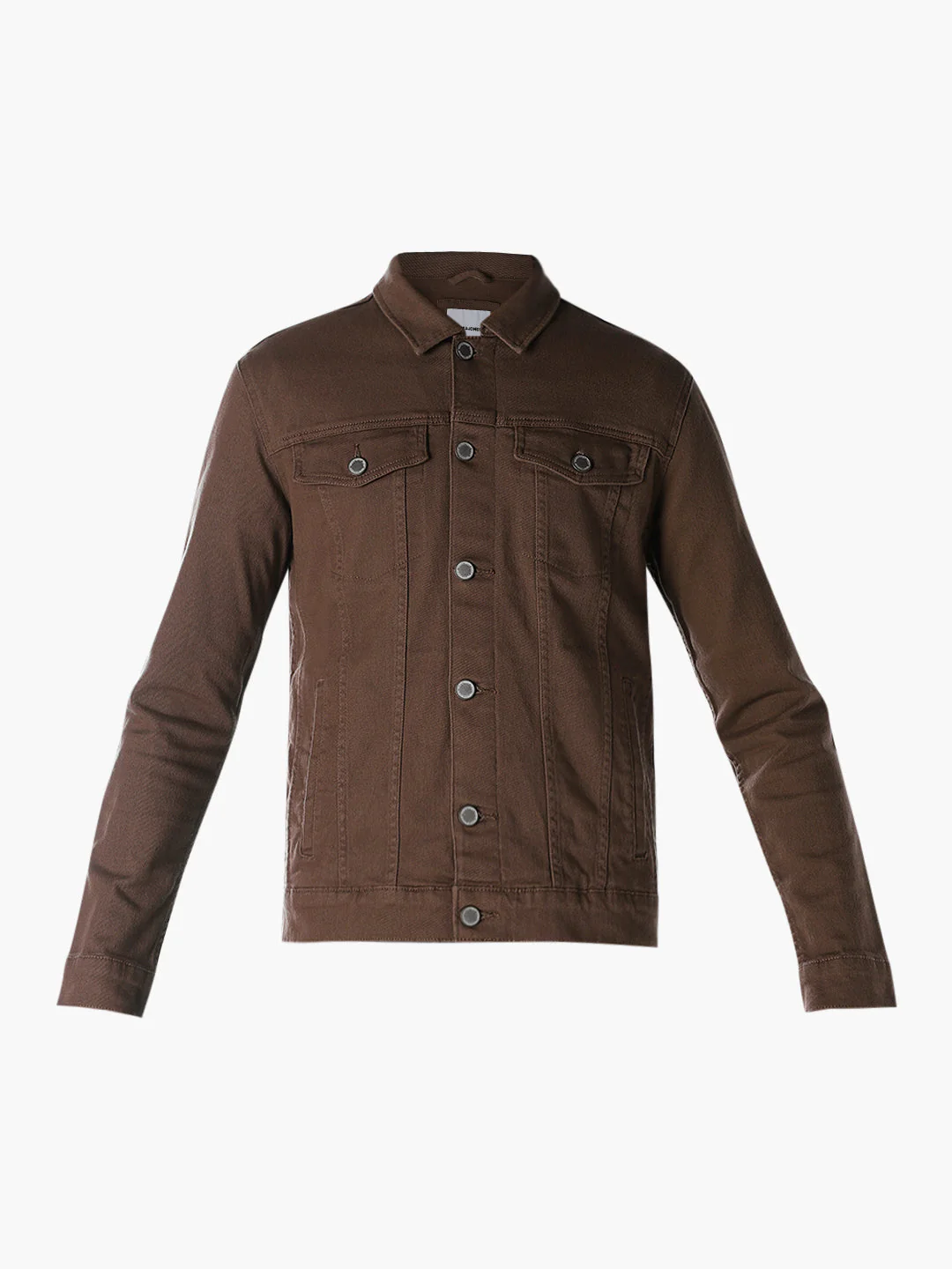Dark Brown Regular Fit Denim Jacket - Image 8