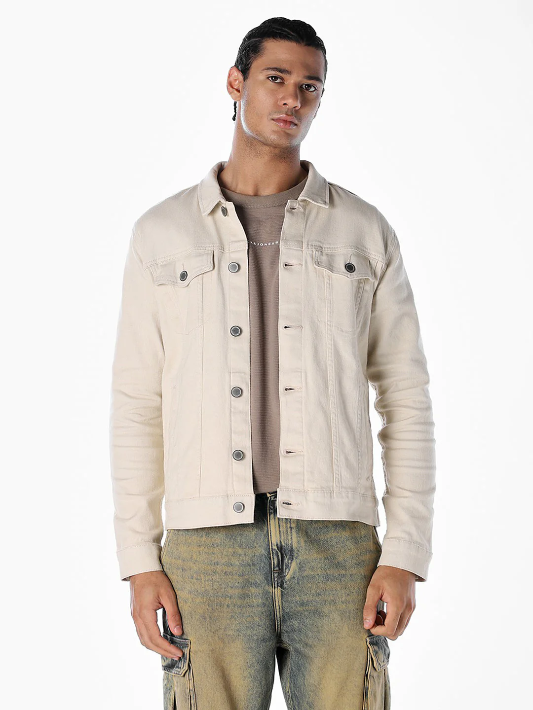 Beige Regular Denim Jacket - Image 2