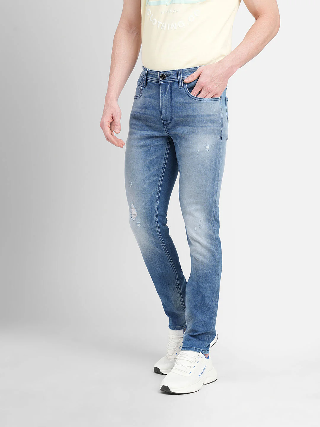 Light Blue Low Rise Distressed Liam Skinny Jeans - Image 3