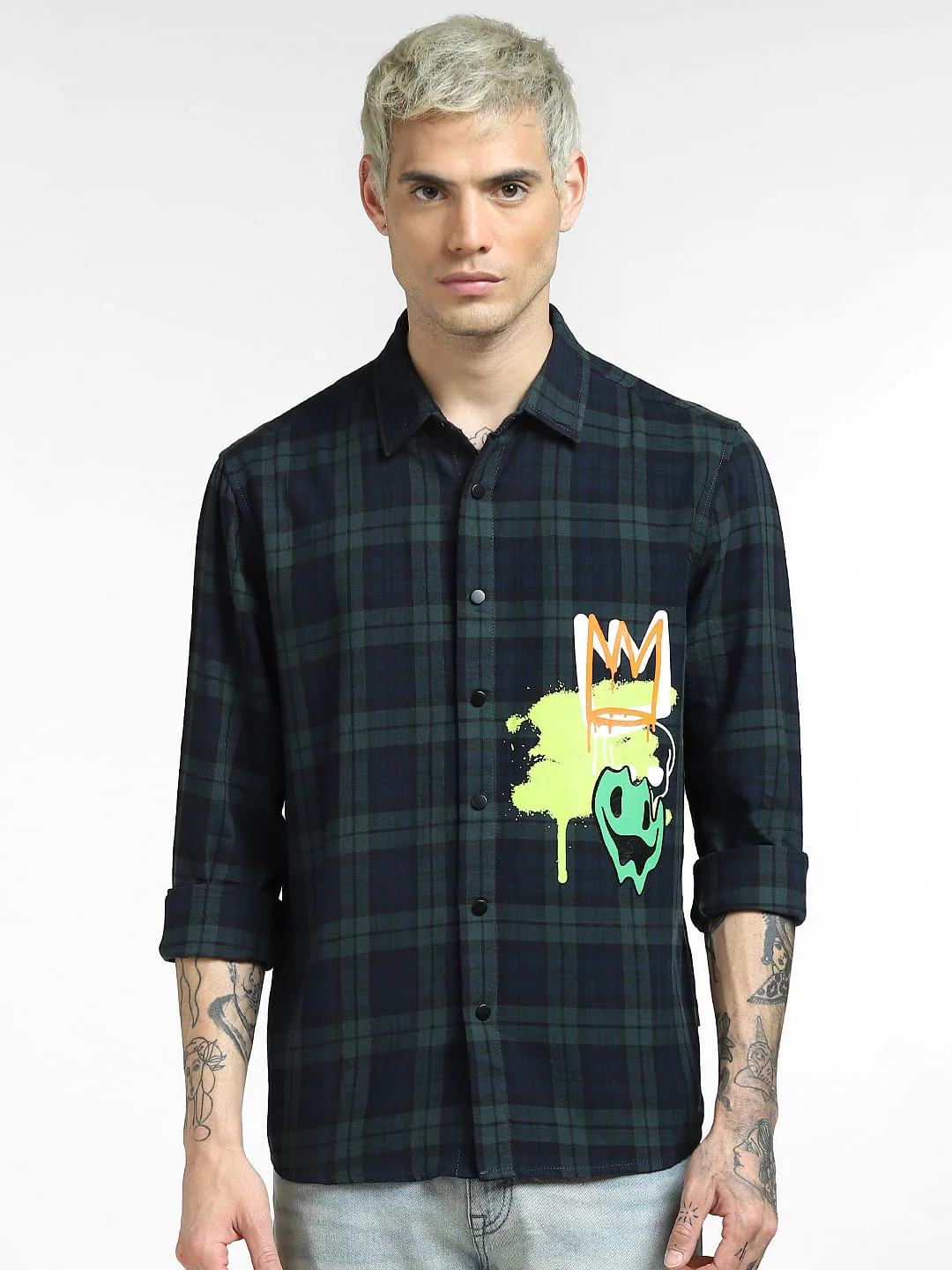 Green Check Full Sleeves Shirt - Image 2