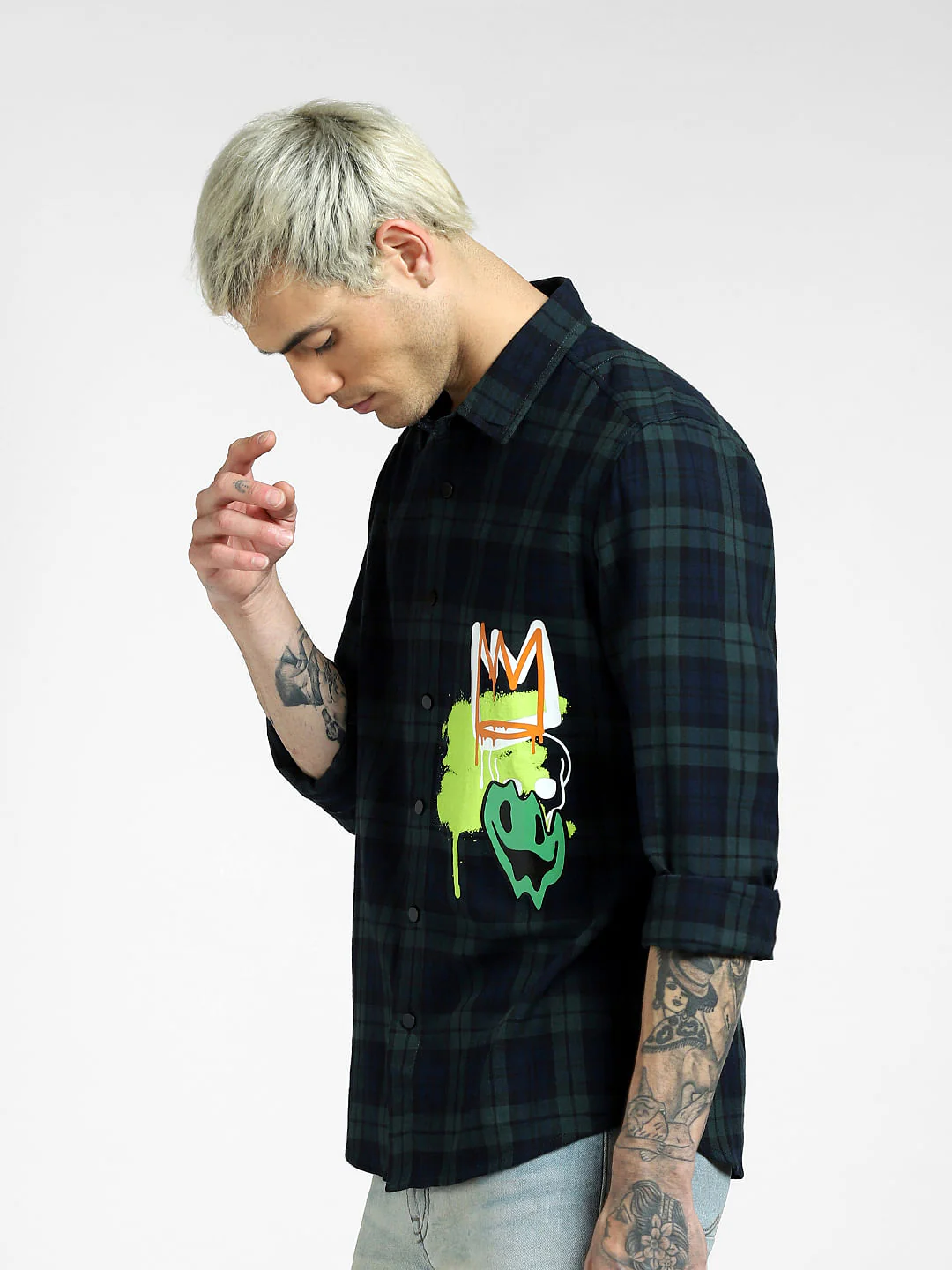 Green Check Full Sleeves Shirt - Image 3