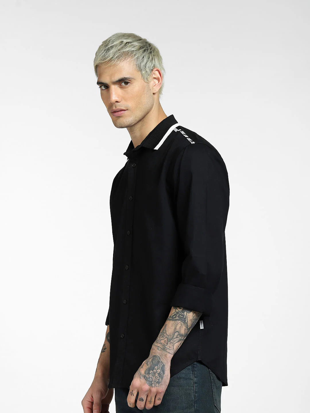 Black Tape Detail Full Sleeves Shirt - Image 3