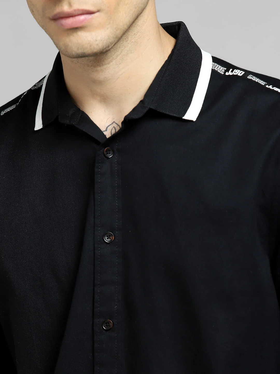 Black Tape Detail Full Sleeves Shirt - Image 5
