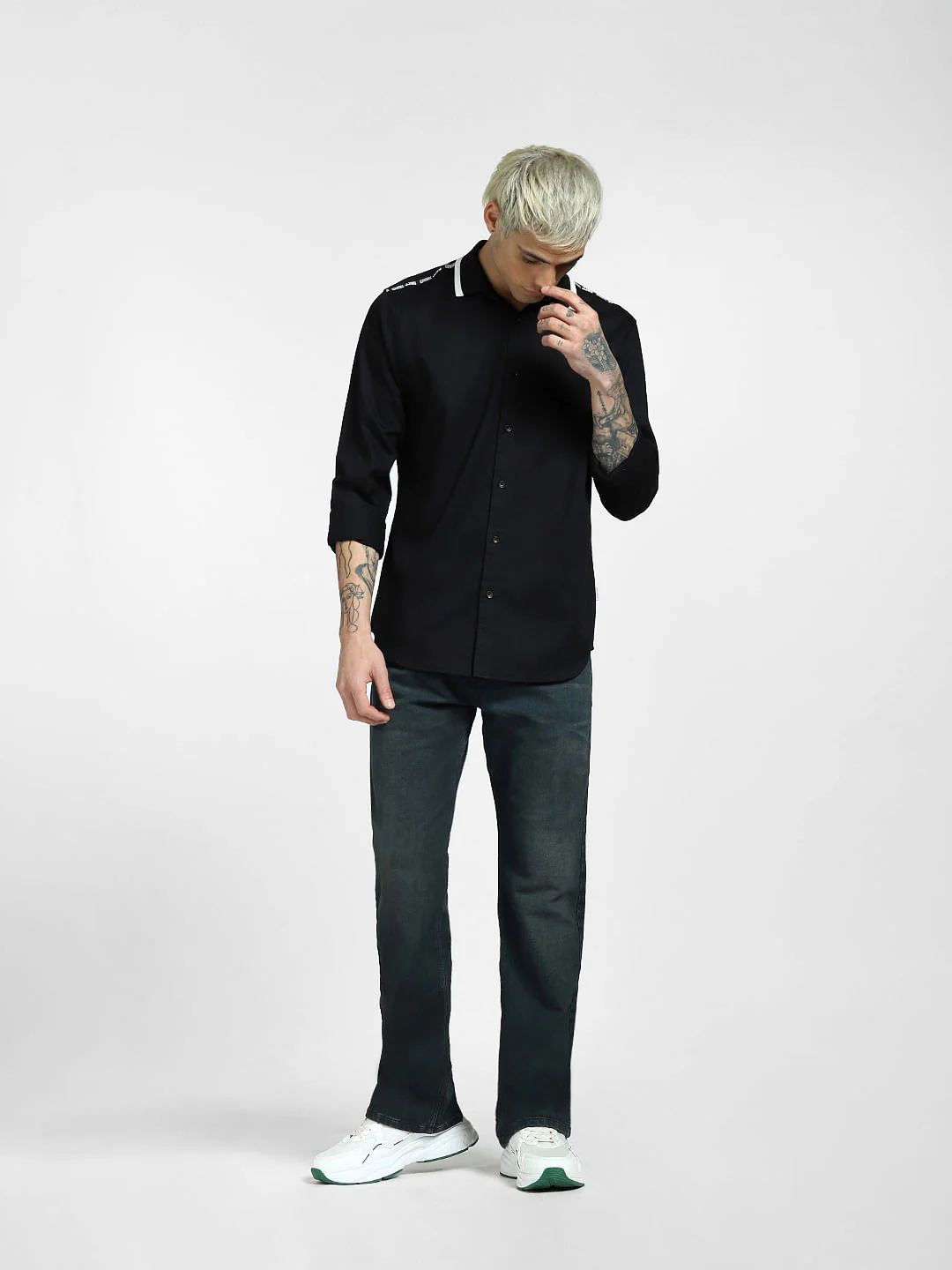 Black Tape Detail Full Sleeves Shirt - Image 6