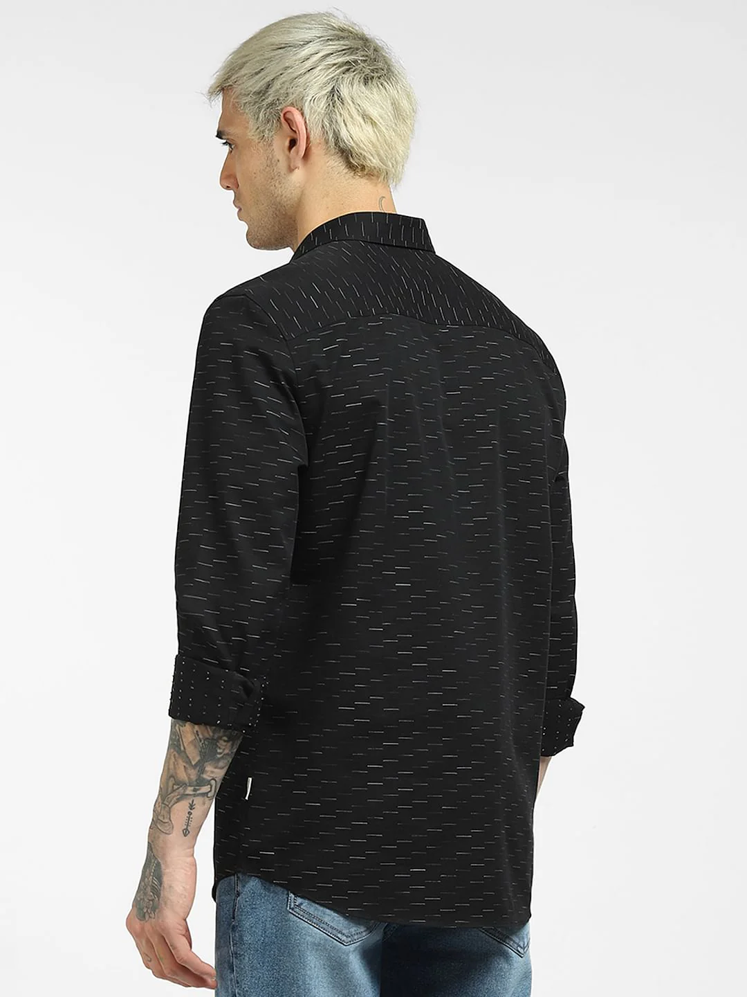 Black Printed Full Sleeves Shirt - Image 4