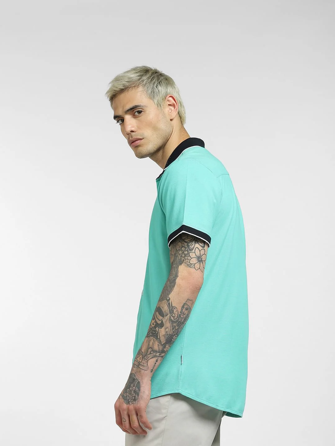 Turquoise Half Sleeves Shirt - Image 3