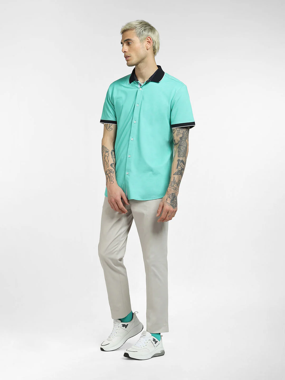 Turquoise Half Sleeves Shirt - Image 6