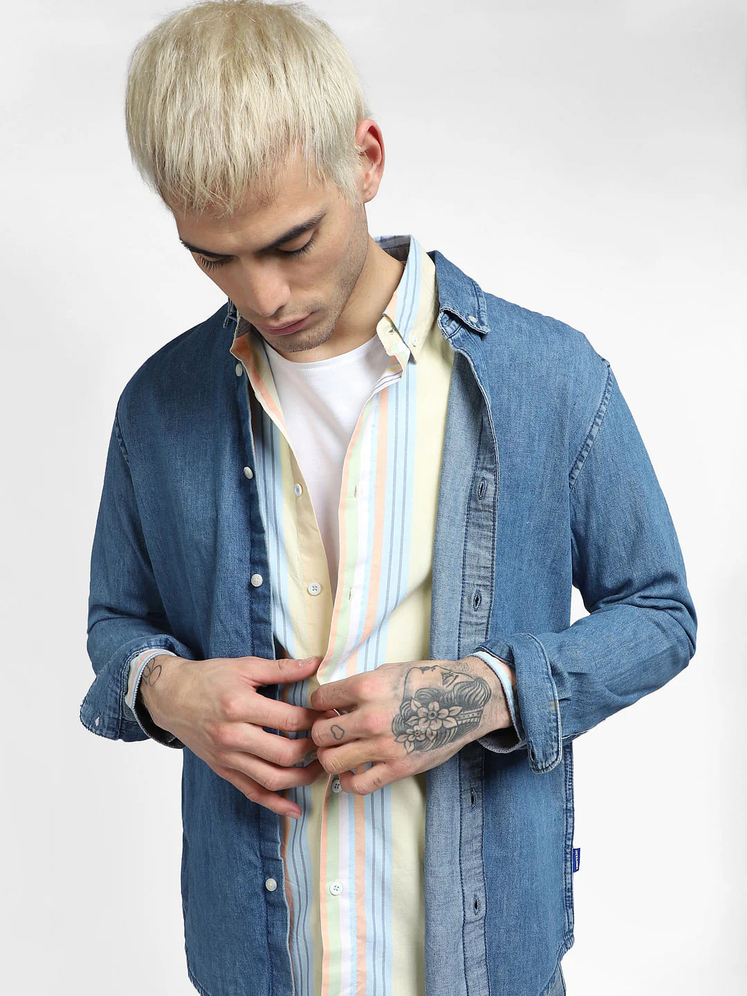 Peach Striped Full Sleeves Shirt