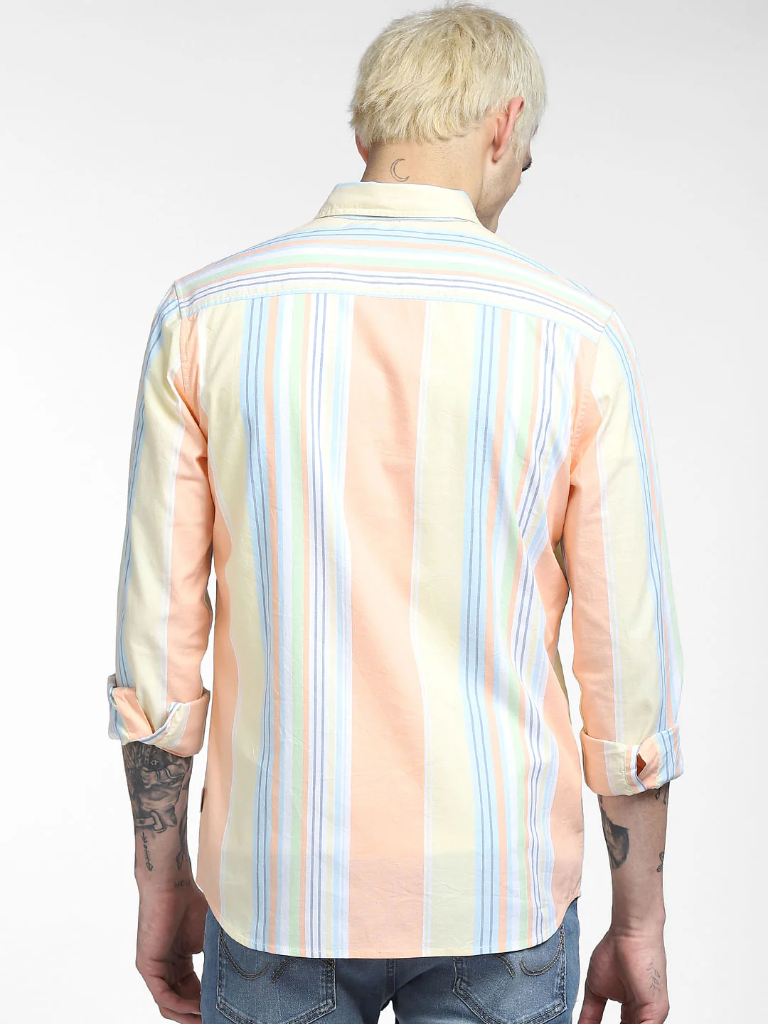 Peach Striped Full Sleeves Shirt - Image 4