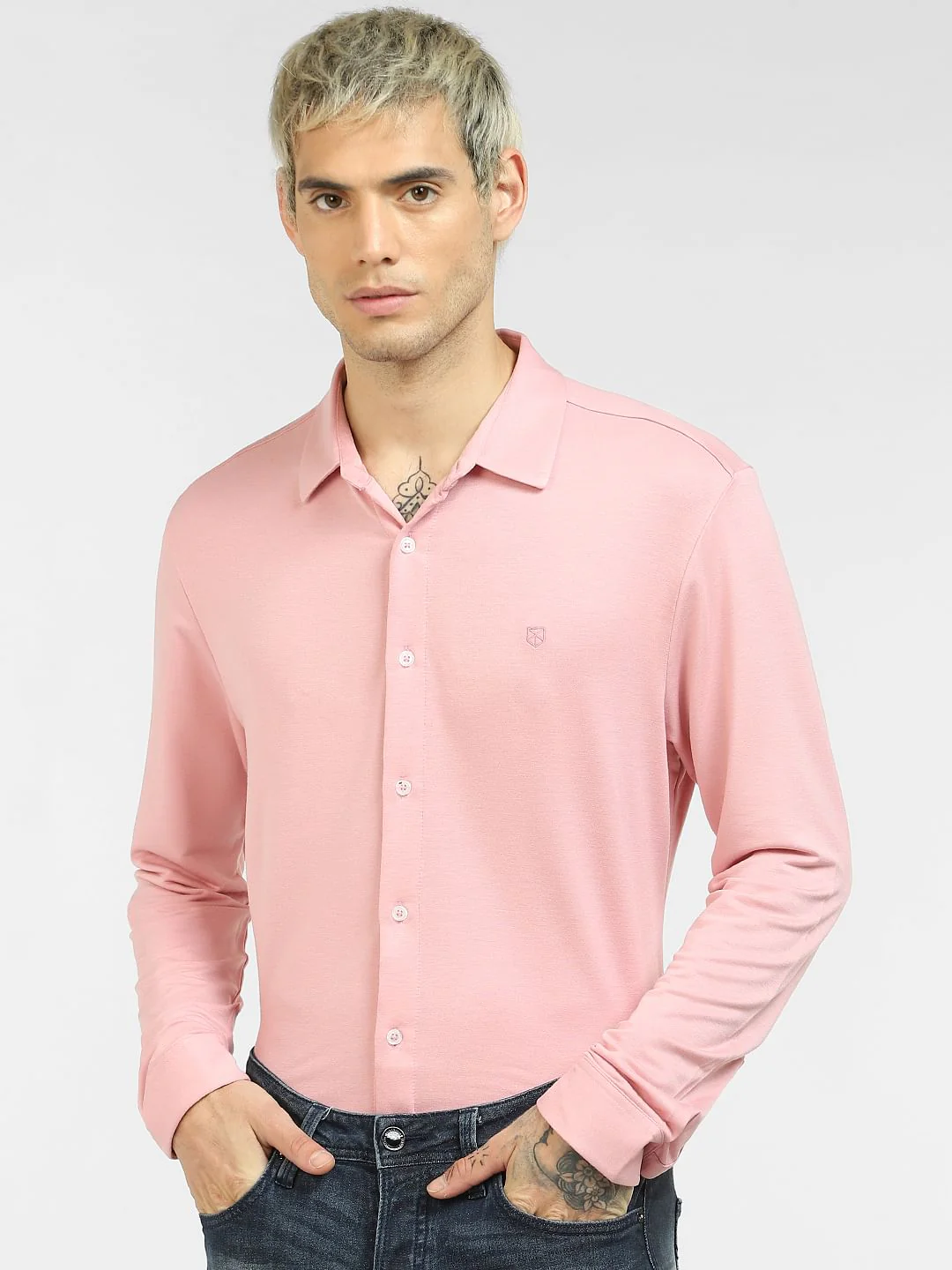 Pink Knit Full Sleeves Shirt - Image 2