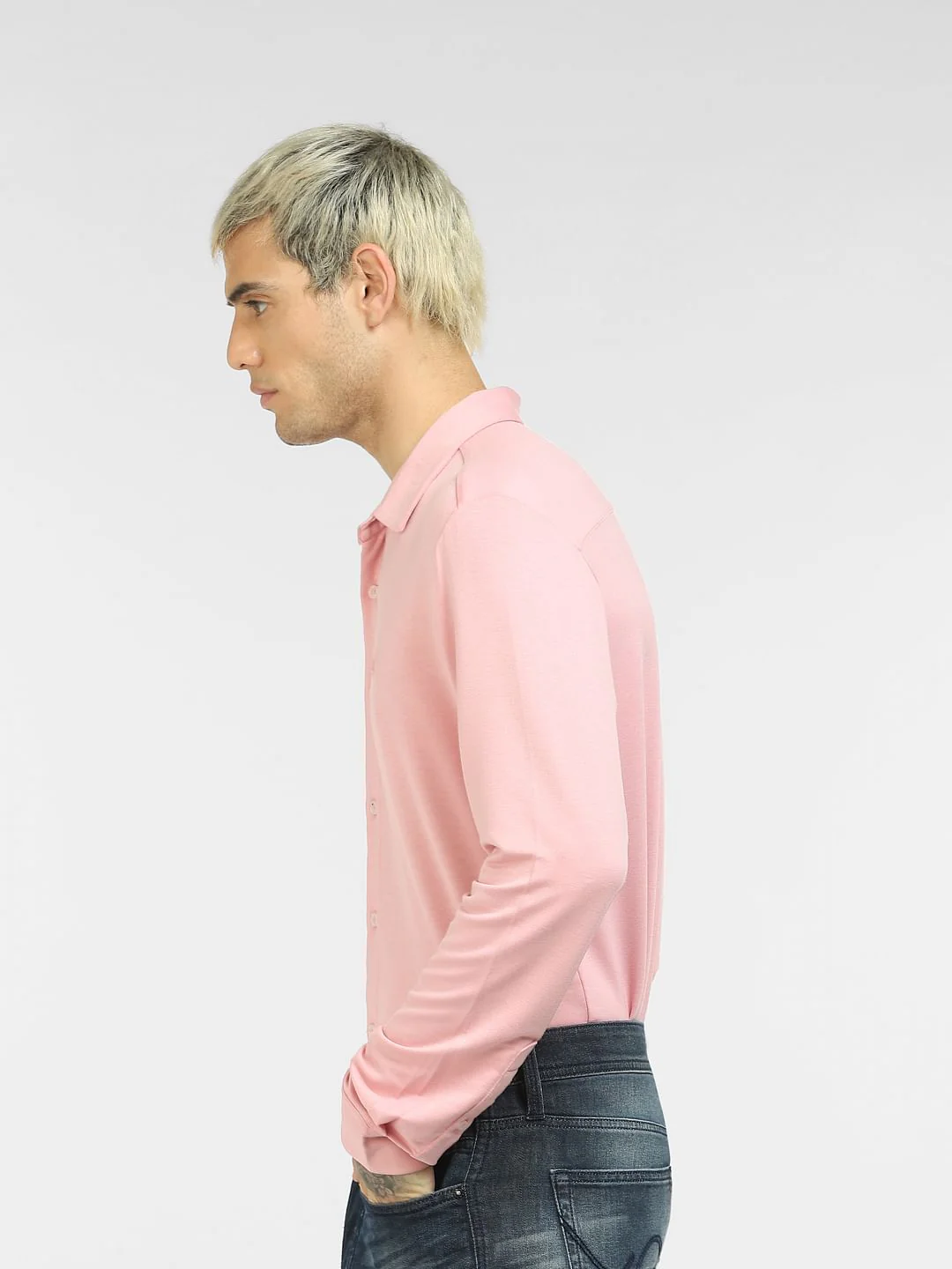 Pink Knit Full Sleeves Shirt - Image 3