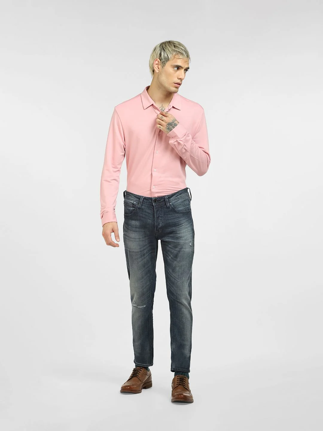 Pink Knit Full Sleeves Shirt - Image 6