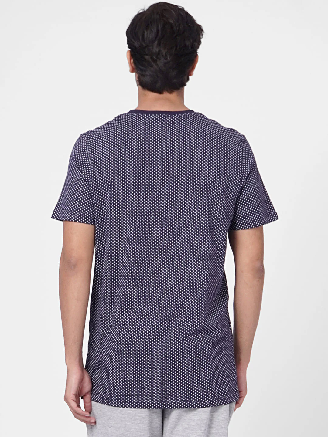 Blue Printed Crew Neck T-shirt - Image 4