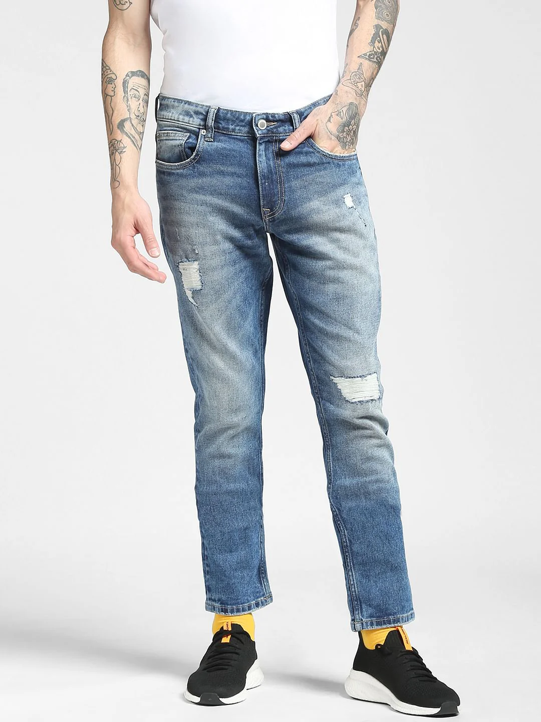 Blue Low Rise Glenn Slim Ripped Jeans - Image 2