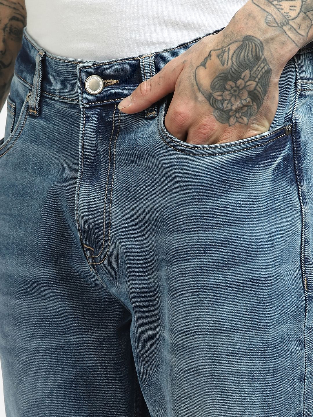 Blue High Rise Bootcut Jeans - Image 5