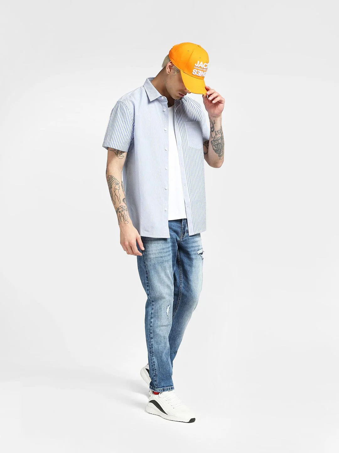 Blue Low Rise Glenn Ripped Slim Jeans