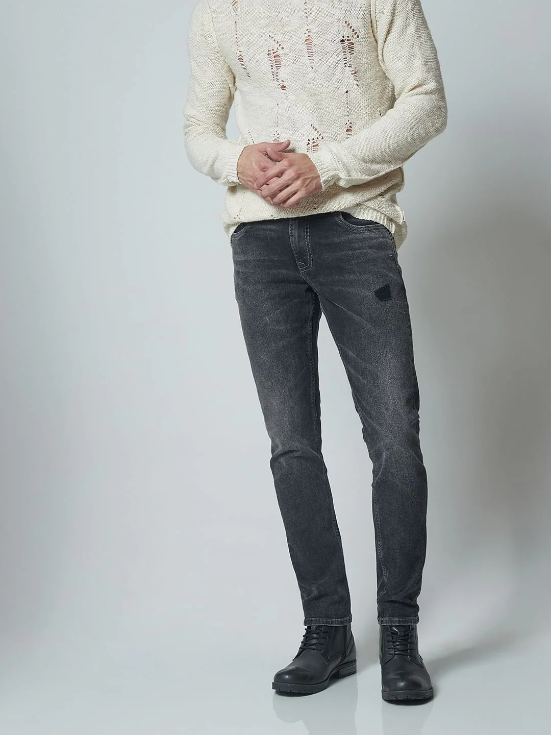 Grey Low Rise Glenn Slim Jeans - Image 2
