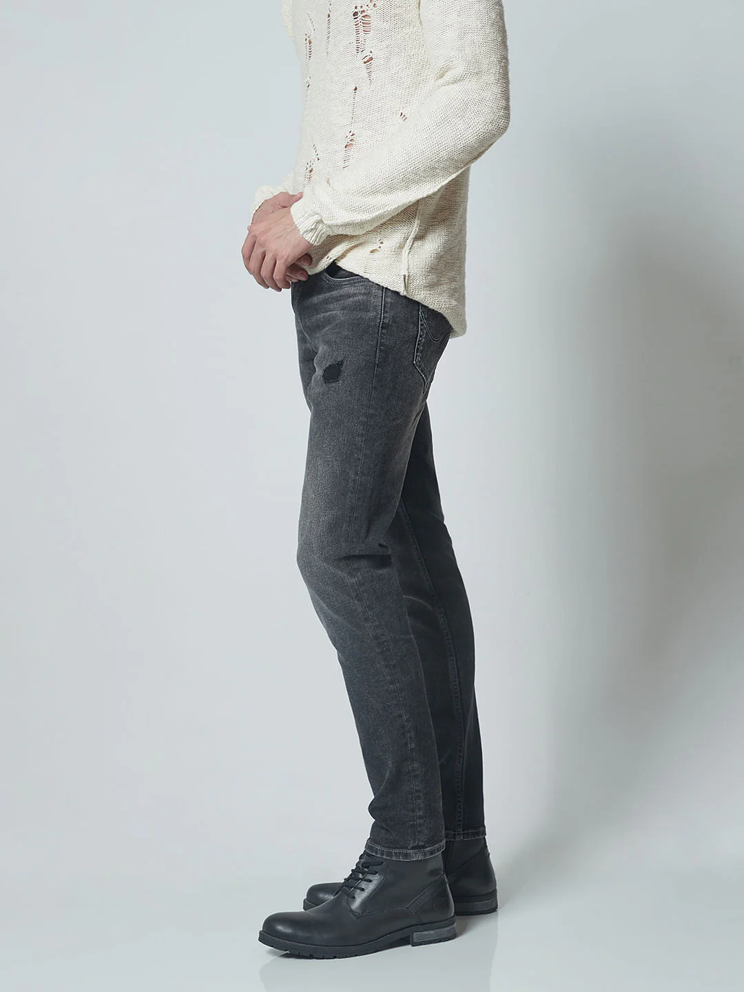 Grey Low Rise Glenn Slim Jeans - Image 3