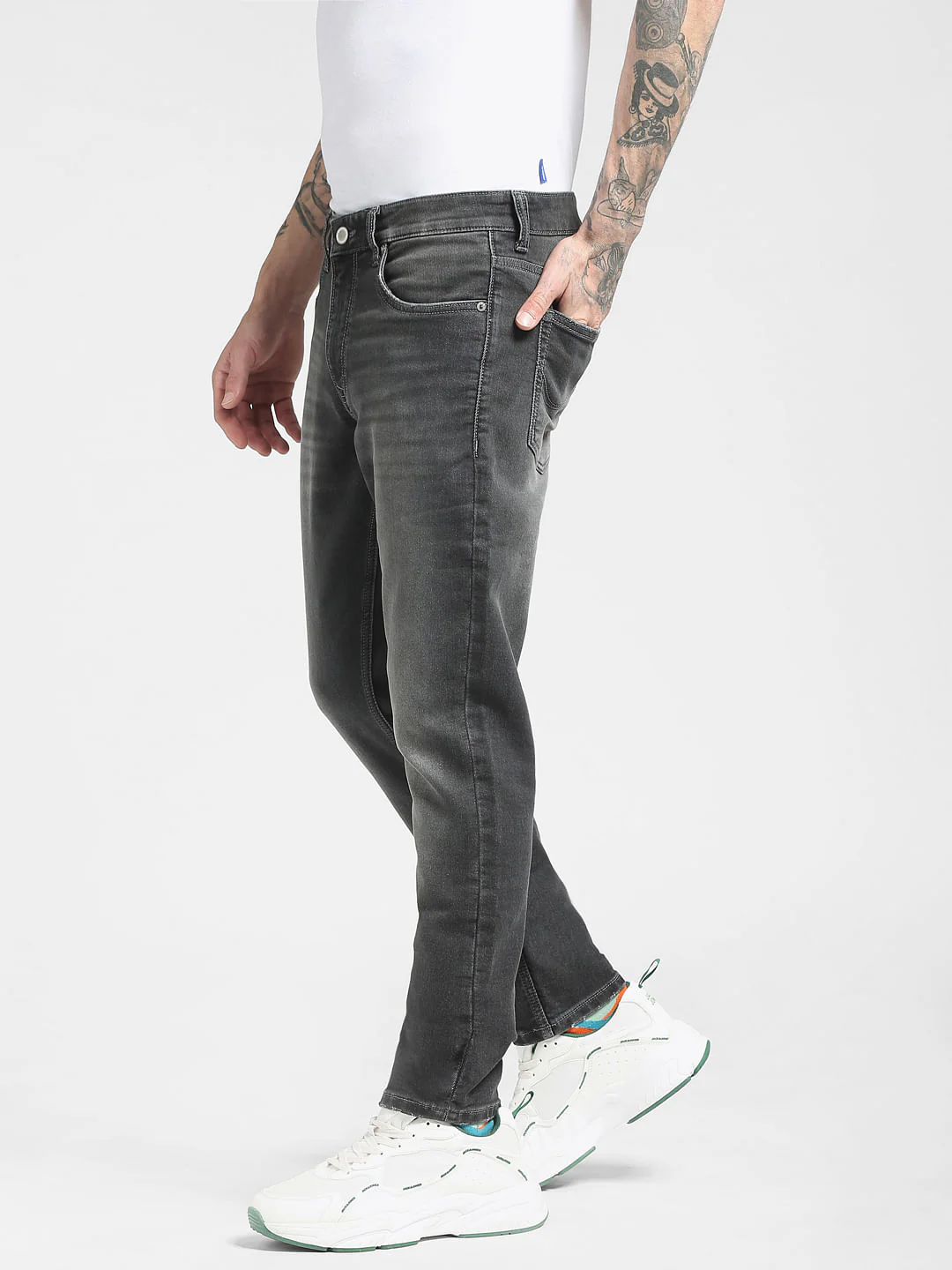 Grey Low Rise Glenn Slim Jeans - Image 3