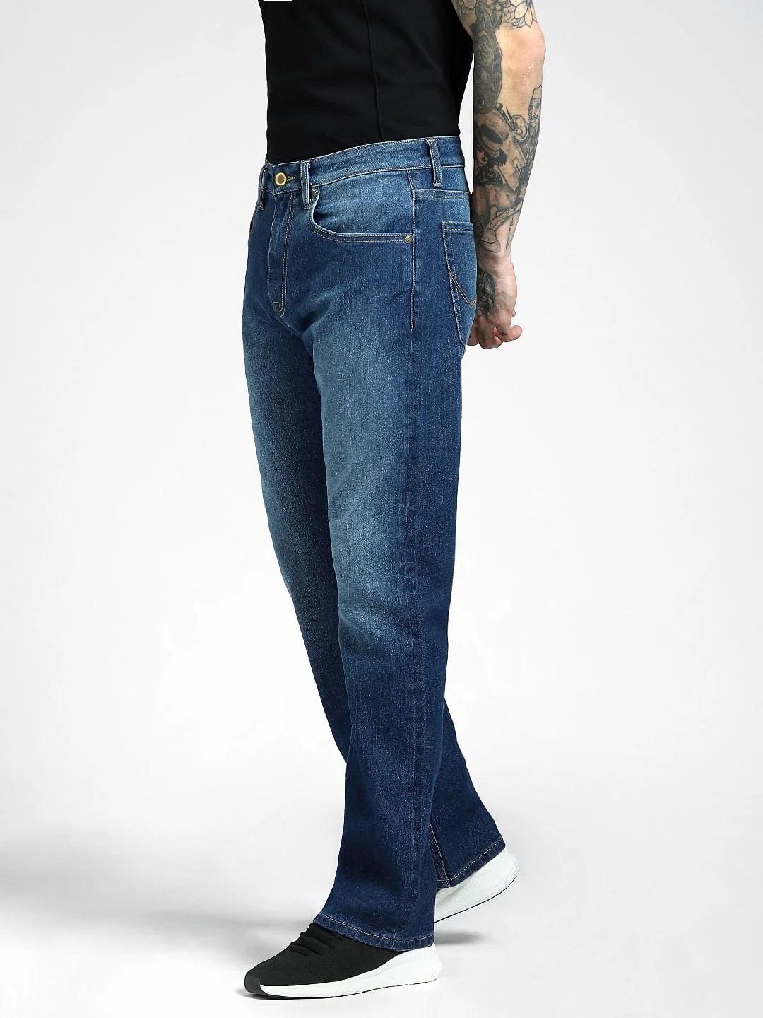 Blue High Rise Bootcut Jeans - Image 3