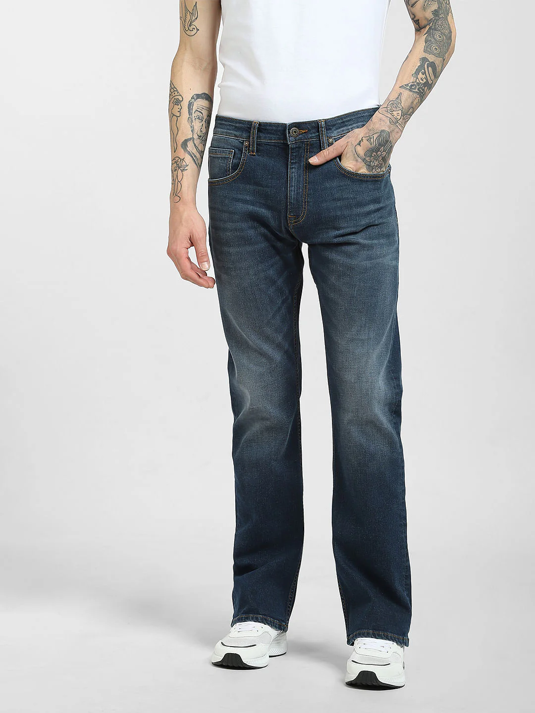 Blue High Rise Bootcut Jeans - Image 2